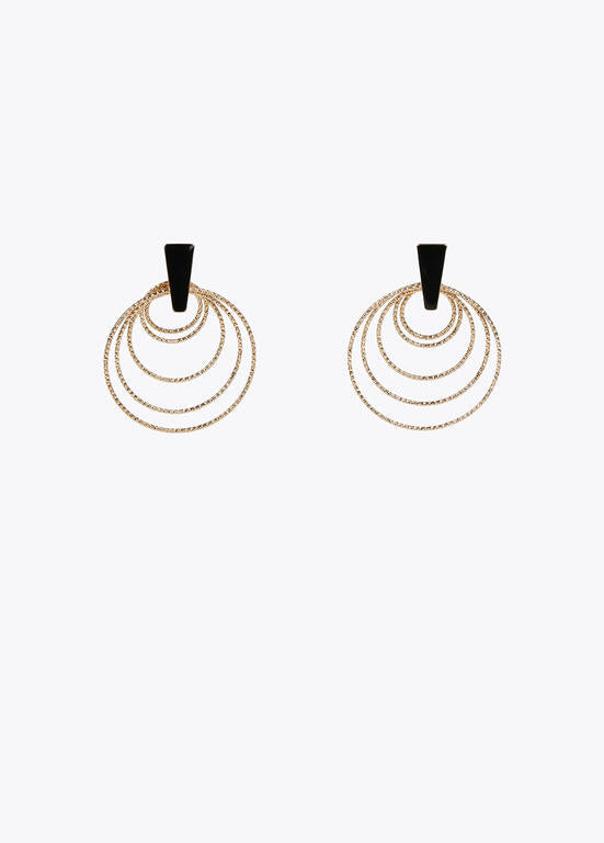 Pendientes LOLA CASADEMUNT multi aro con pieza lacada METAL- NEGRO